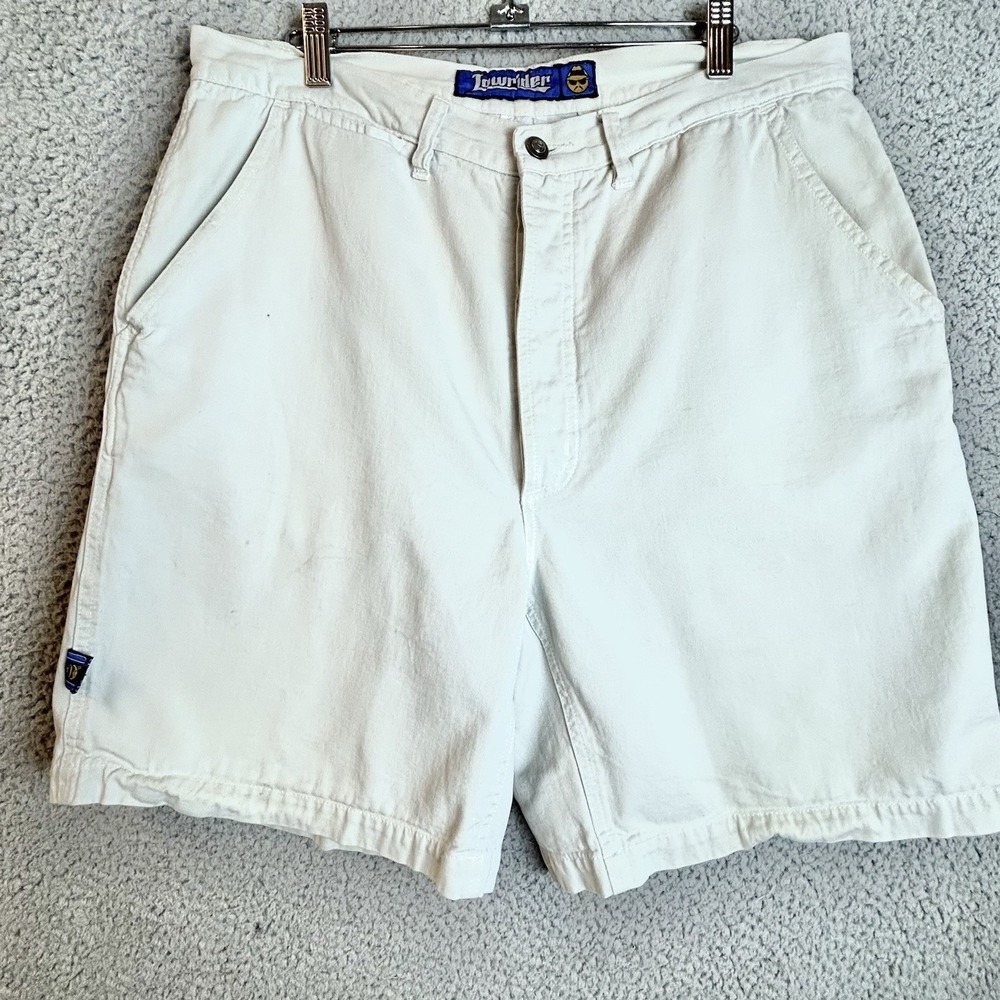 Vintage Lowrider Chino Shorts Button Fly Baggy Loose Jorts Cholo Y2K Size 34x8